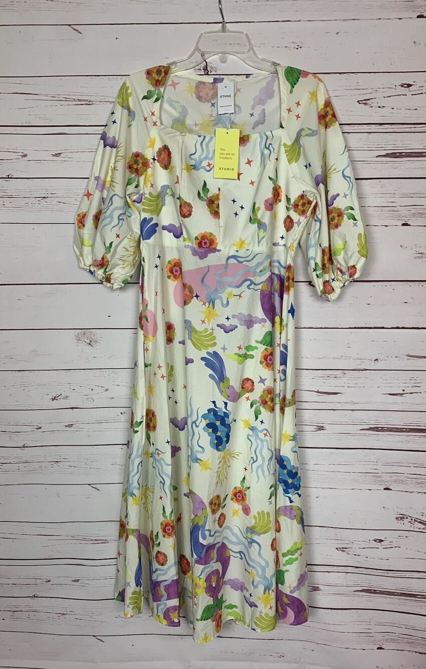 ETHNC Women’s M Medium Indian Pakistan 3/4 Sleeves Cute Long Dress NEW With TAGS
